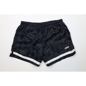 Vintage 90s Mitre Mens XL Distressed Striped Running Jogging Soccer Shorts Black